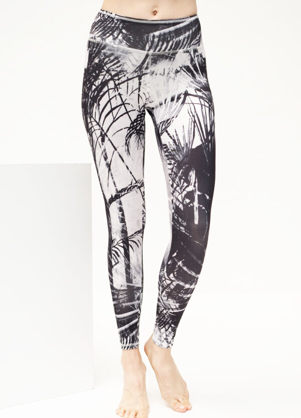 Yoga Leggings Ganga 7/8 - Caribbean Black White-Kismet Yogastyle