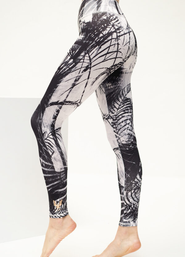 Yoga Leggings Ganga 7/8 - Caribbean Black White-Kismet Yogastyle