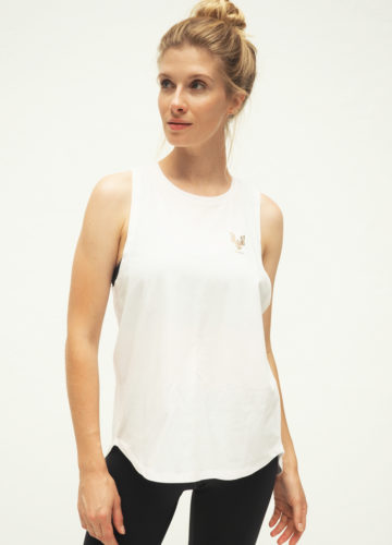 Shakti Tank - White Logo Gold_kismet yogastyle