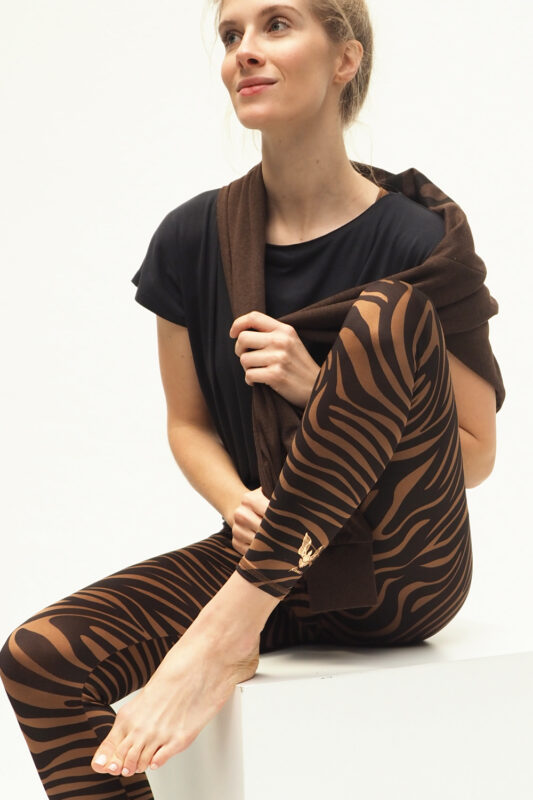 Yoga Leggings Ganga 7/8 - Zebra Brown-Kismet Yogastyle