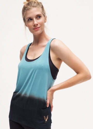 Aja Tank batik turquoise anthracite_Kismet Yogastyle