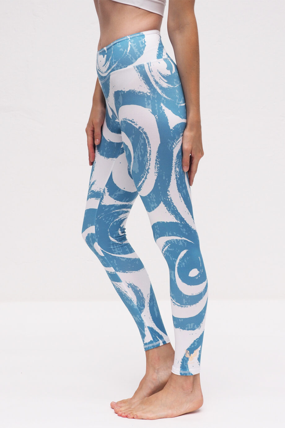 Ganga Leggings circle white turquoise_Kismet Yogastyle